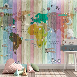 Fototapeten: Weltkarte für Kinder aus bunten Paletten 2