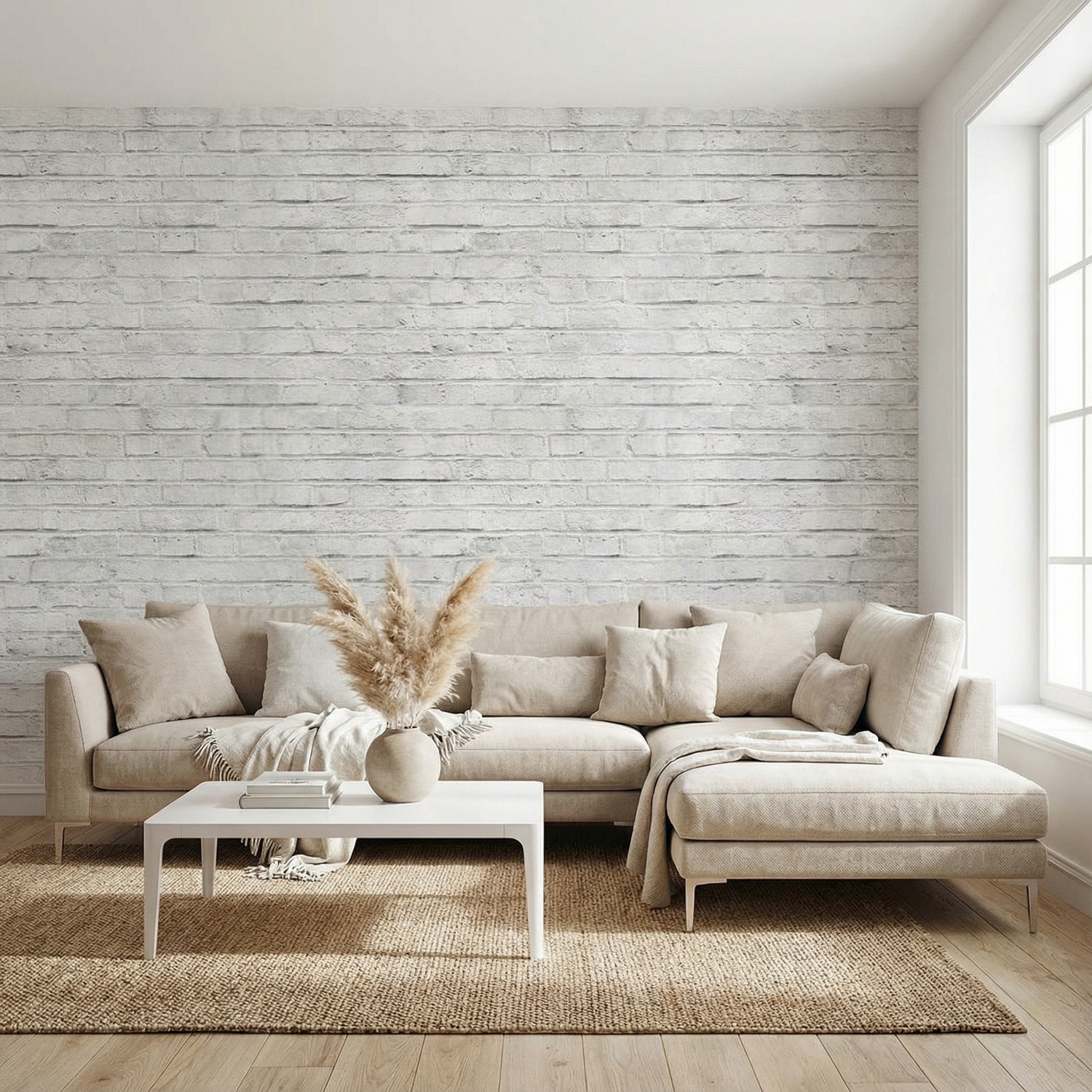 Fototapeten: Abgenutzter wei&szlig;er Backstein