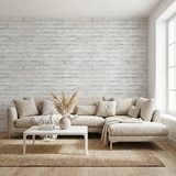 Fototapeten: Abgenutzter wei&szlig;er Backstein 2