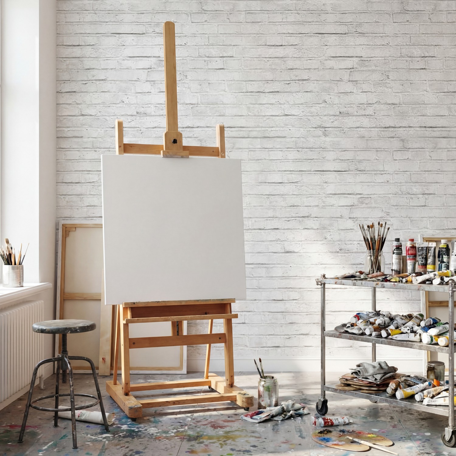 Fototapeten: Abgenutzte wei&szlig;e Ziegelsteinbeschaffenheit