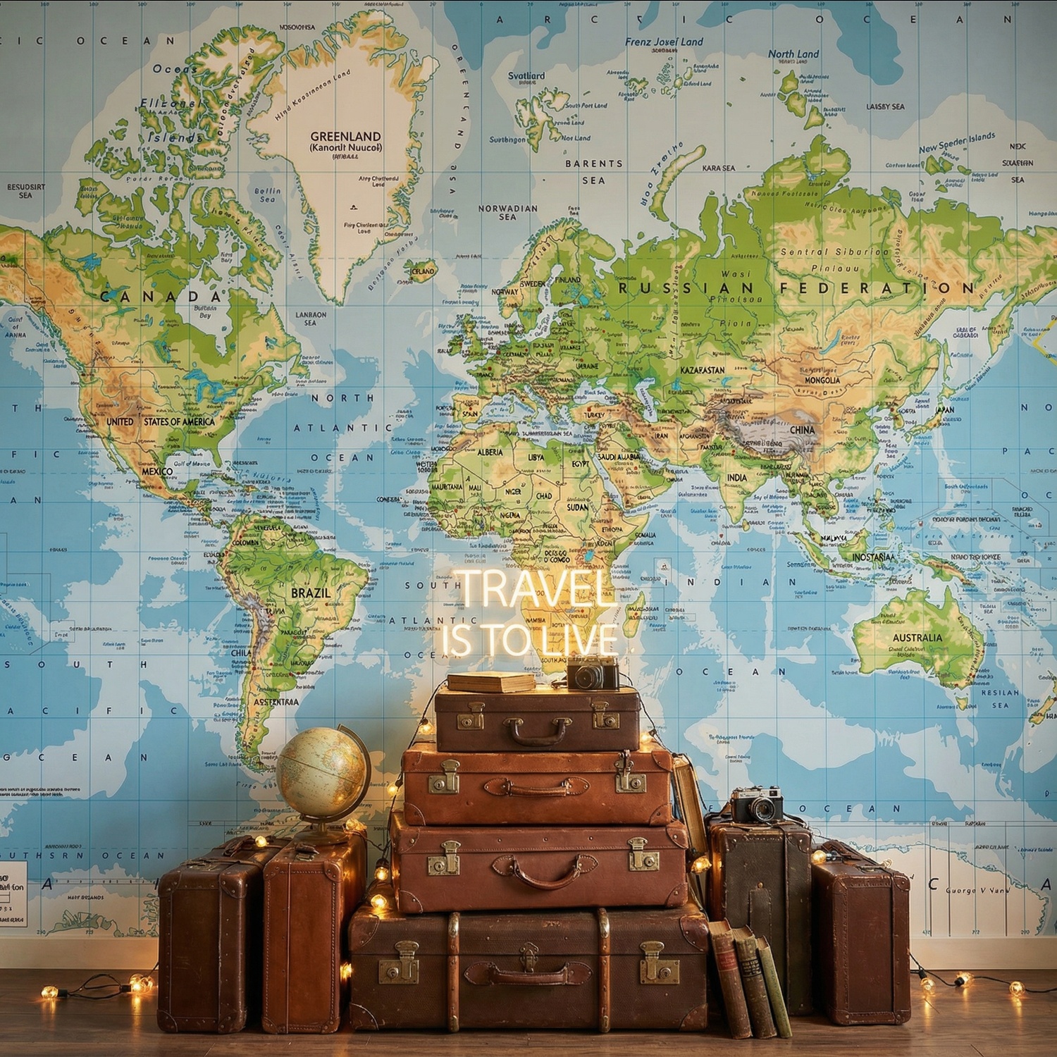 Fototapeten: Physische Weltkarte