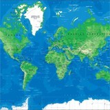 Fototapeten: World Map blau und grün 3