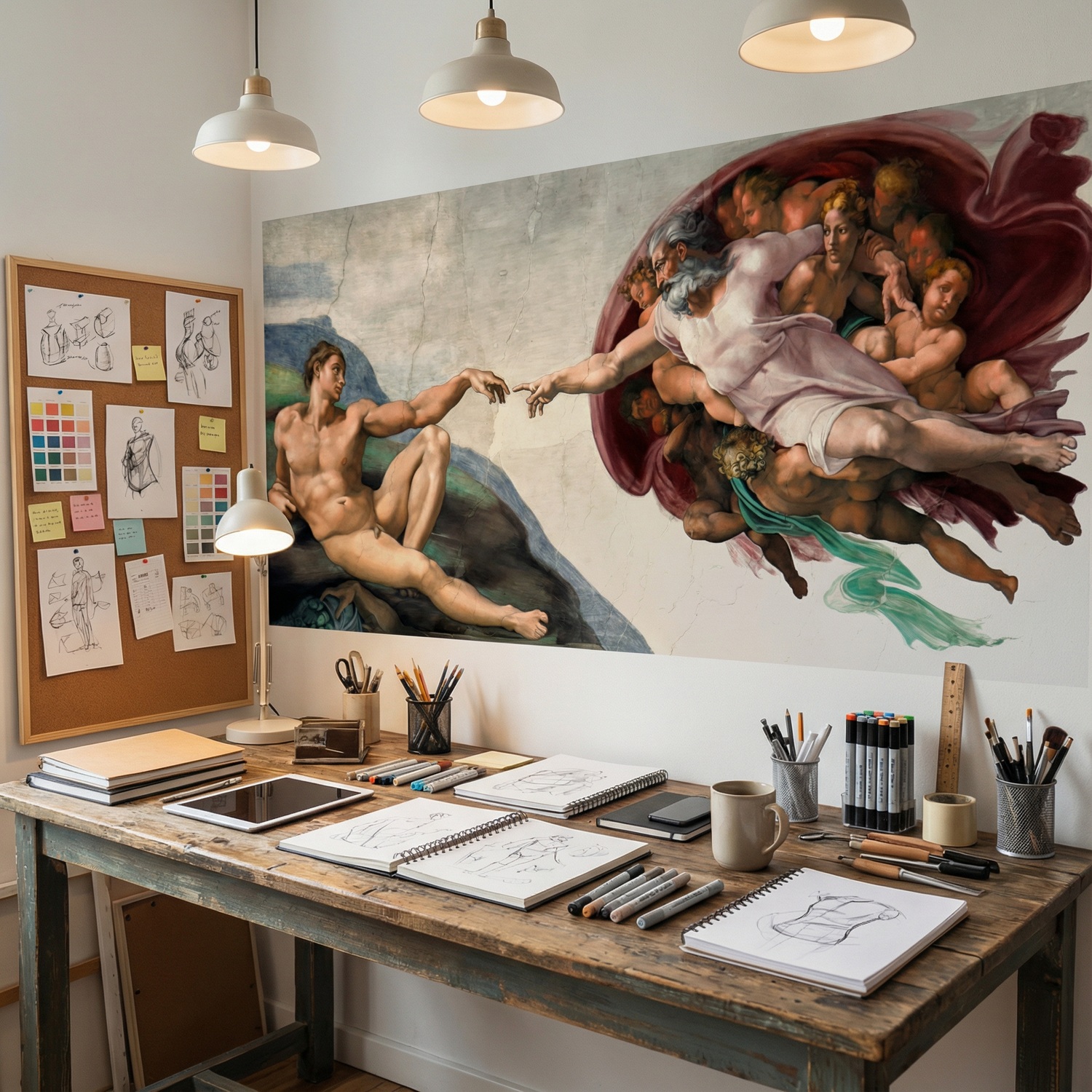 Fototapeten: Erschaffung von Adam, Michelangelo