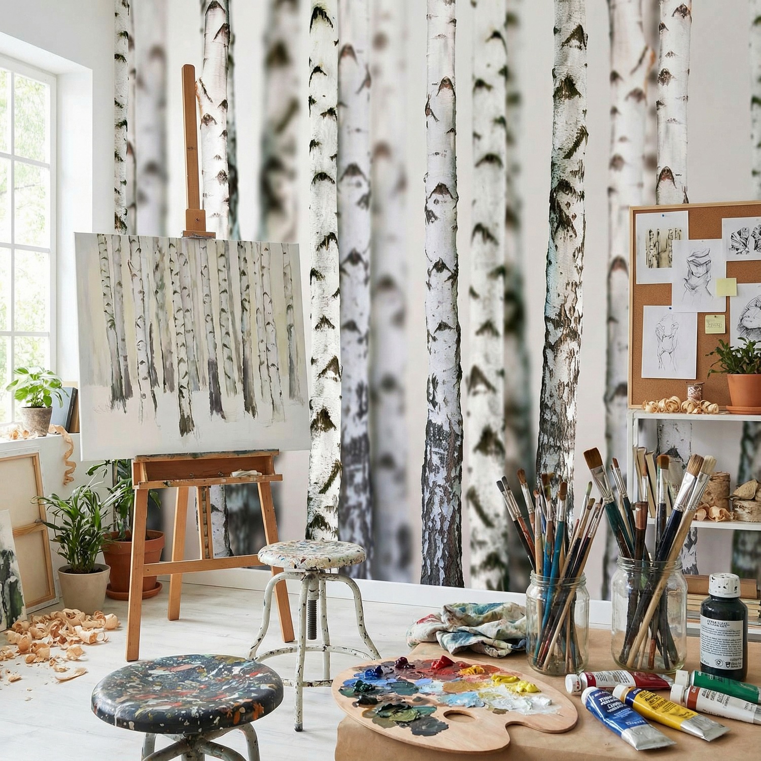 Fototapeten: Birkenwald