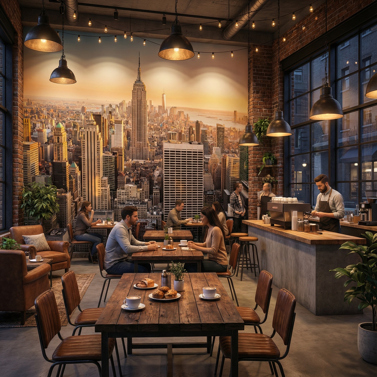 Fototapeten: Downtown Manhattan bei Sonnenuntergang