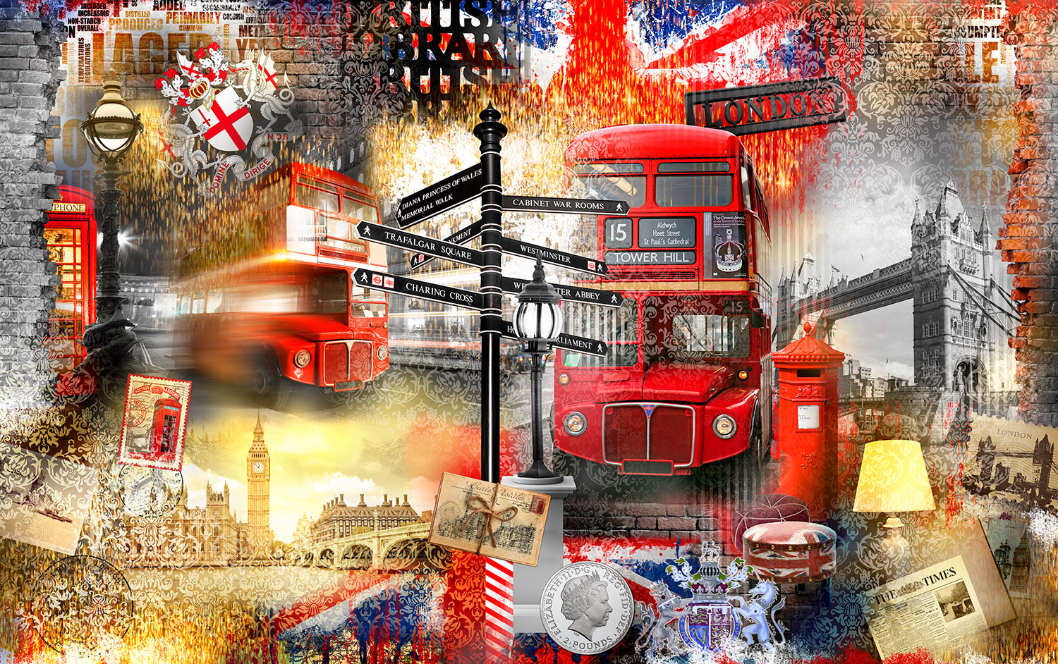 Fototapeten: Collage London Tourist