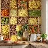 Fototapeten: Collage Italienische Pasta 14