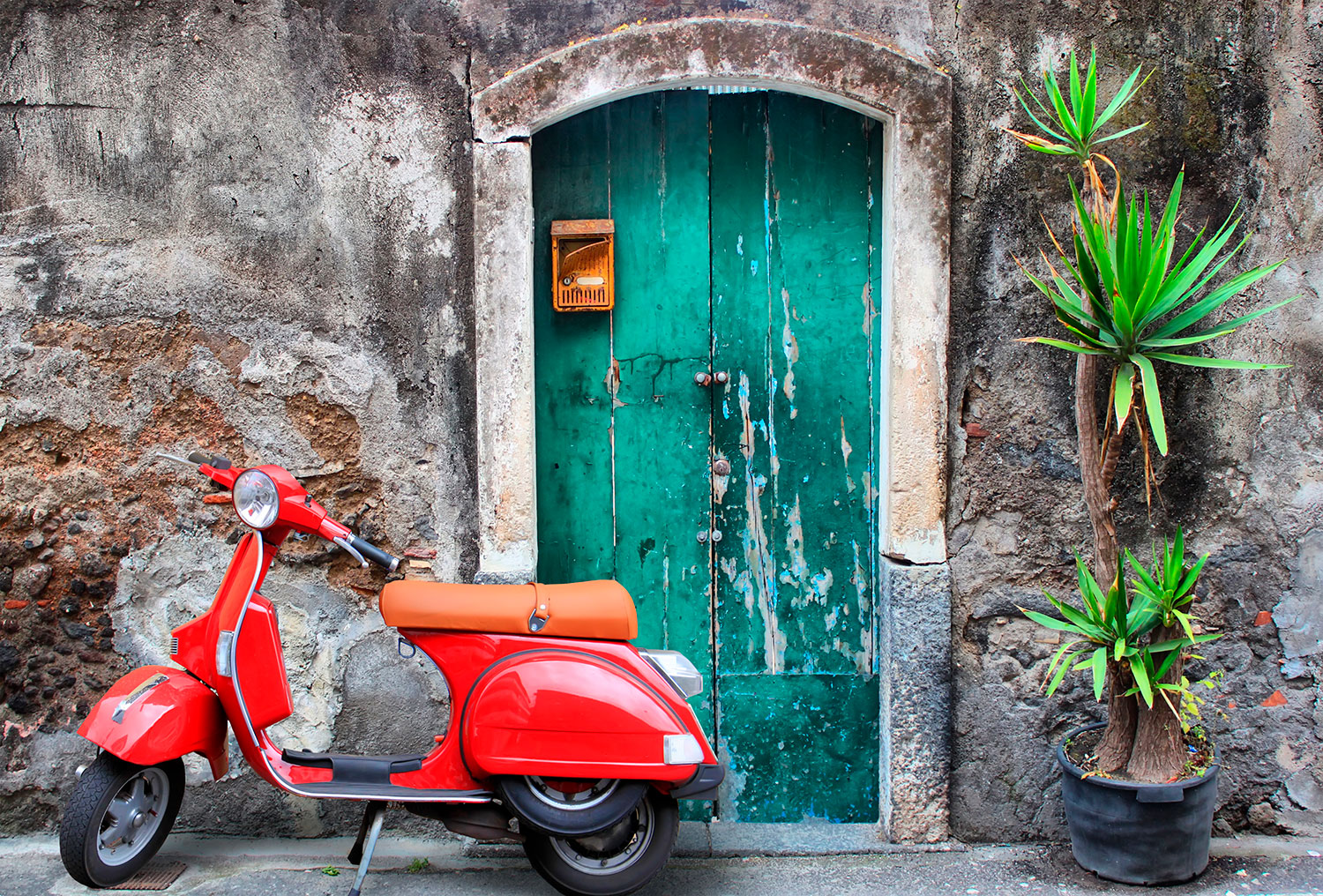 Fototapeten: Italienische Route auf der Vespa