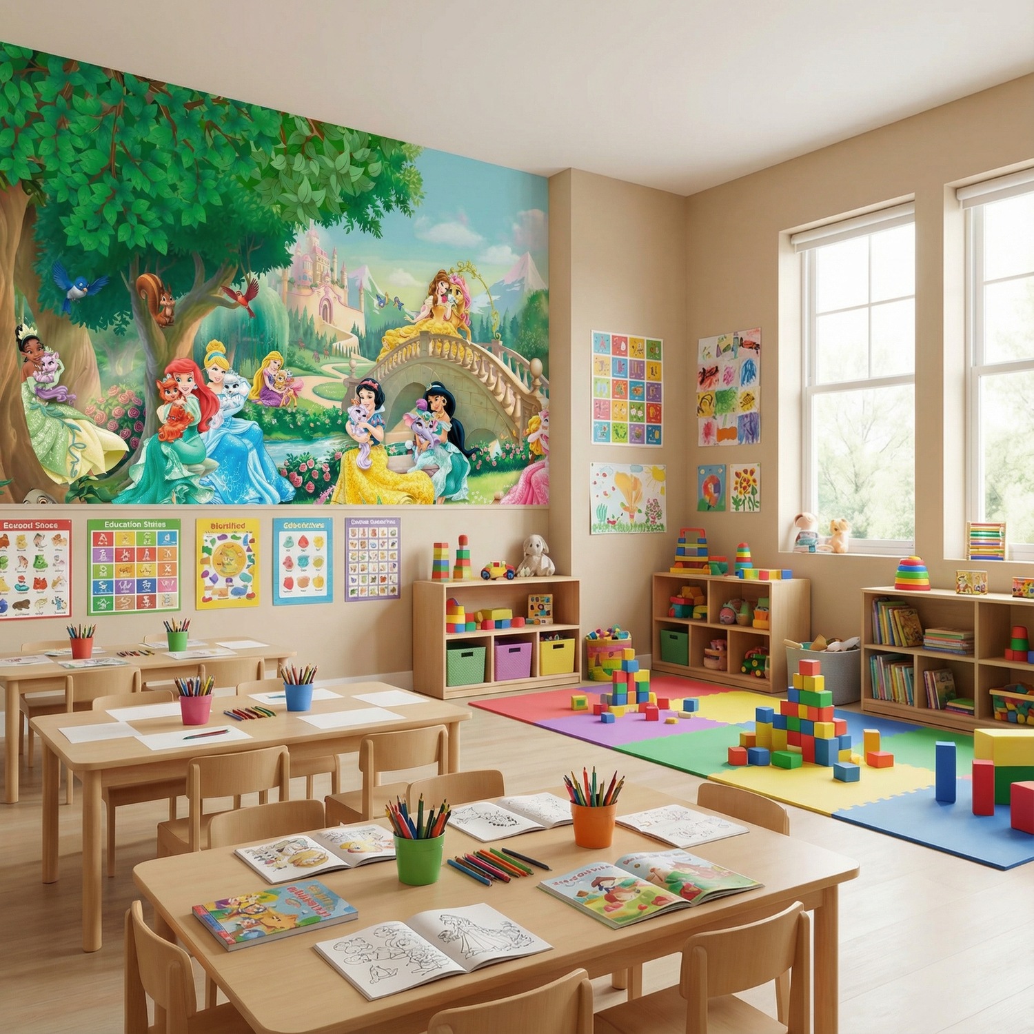 Fototapeten: Disney Prinzessinnen mit Haustieren