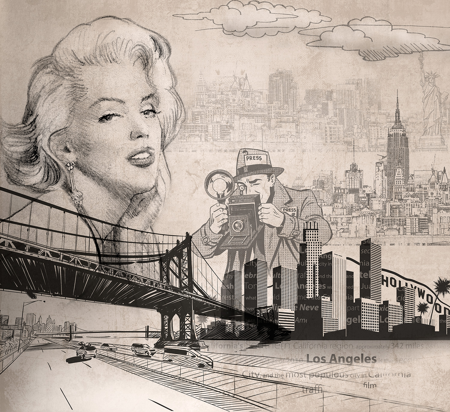 Fototapeten: Amerikanische Kino-Collage