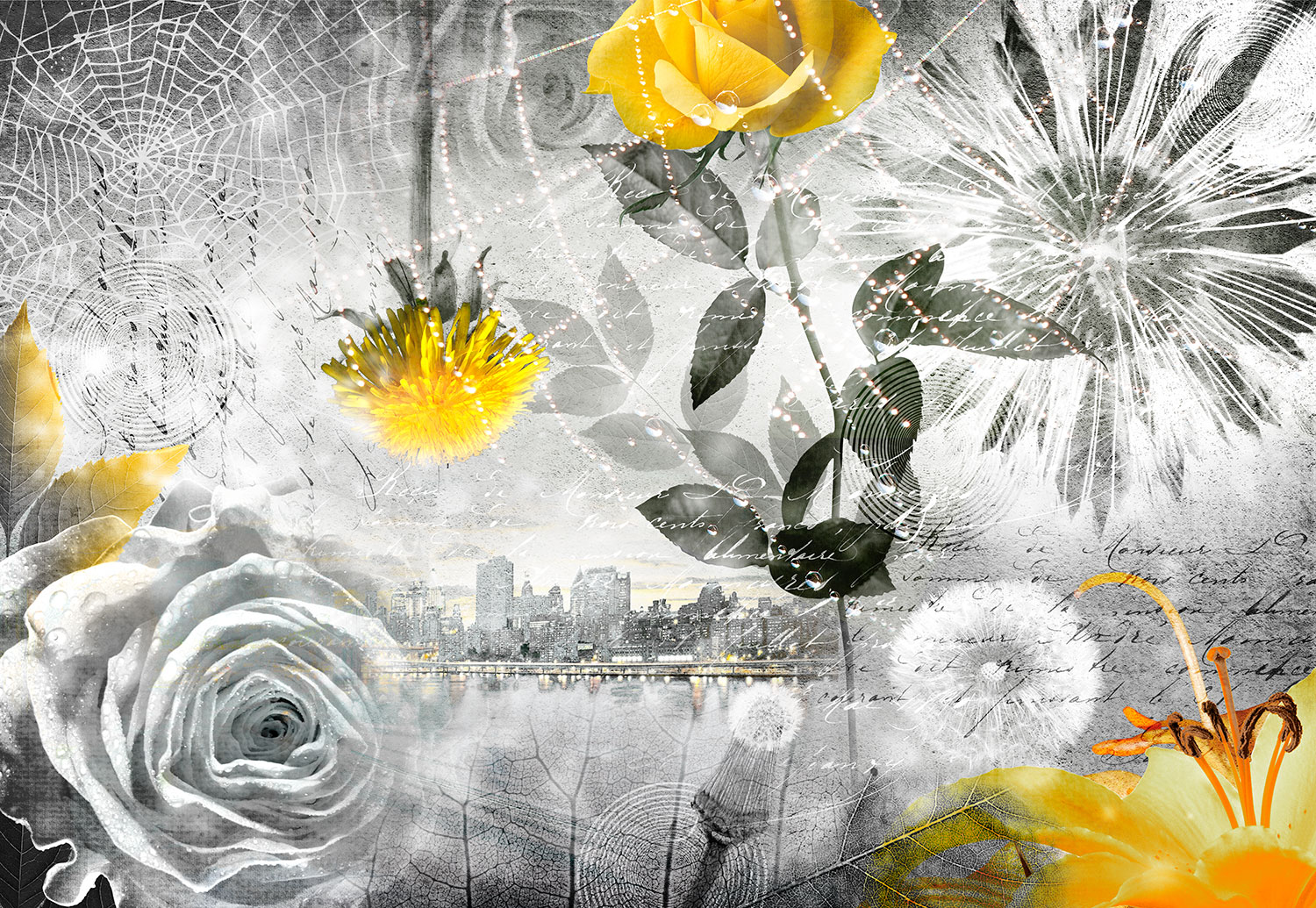 Fototapeten: Collage Blumenstadt