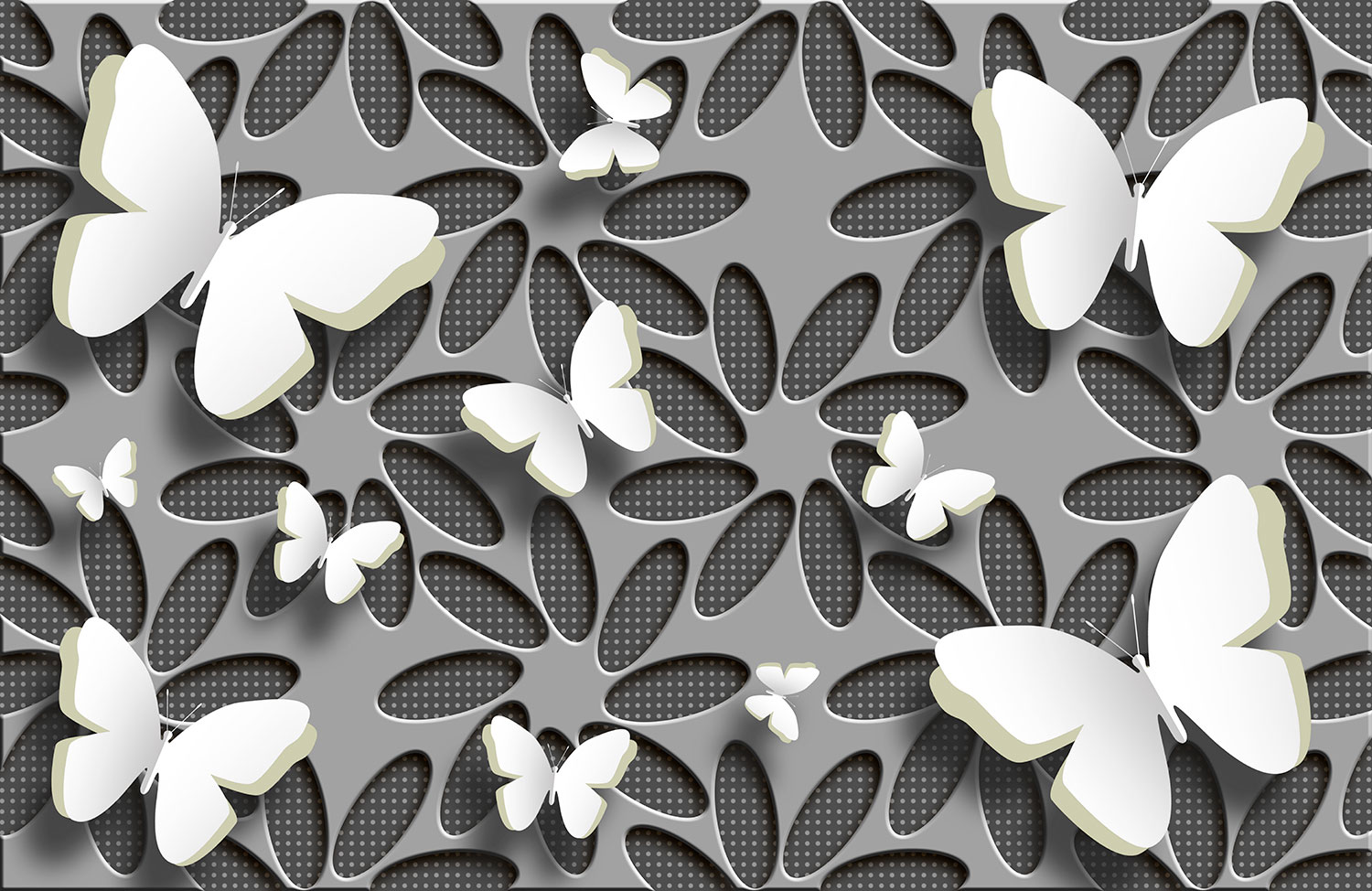Fototapeten: Collage Blumen und Schmetterlinge