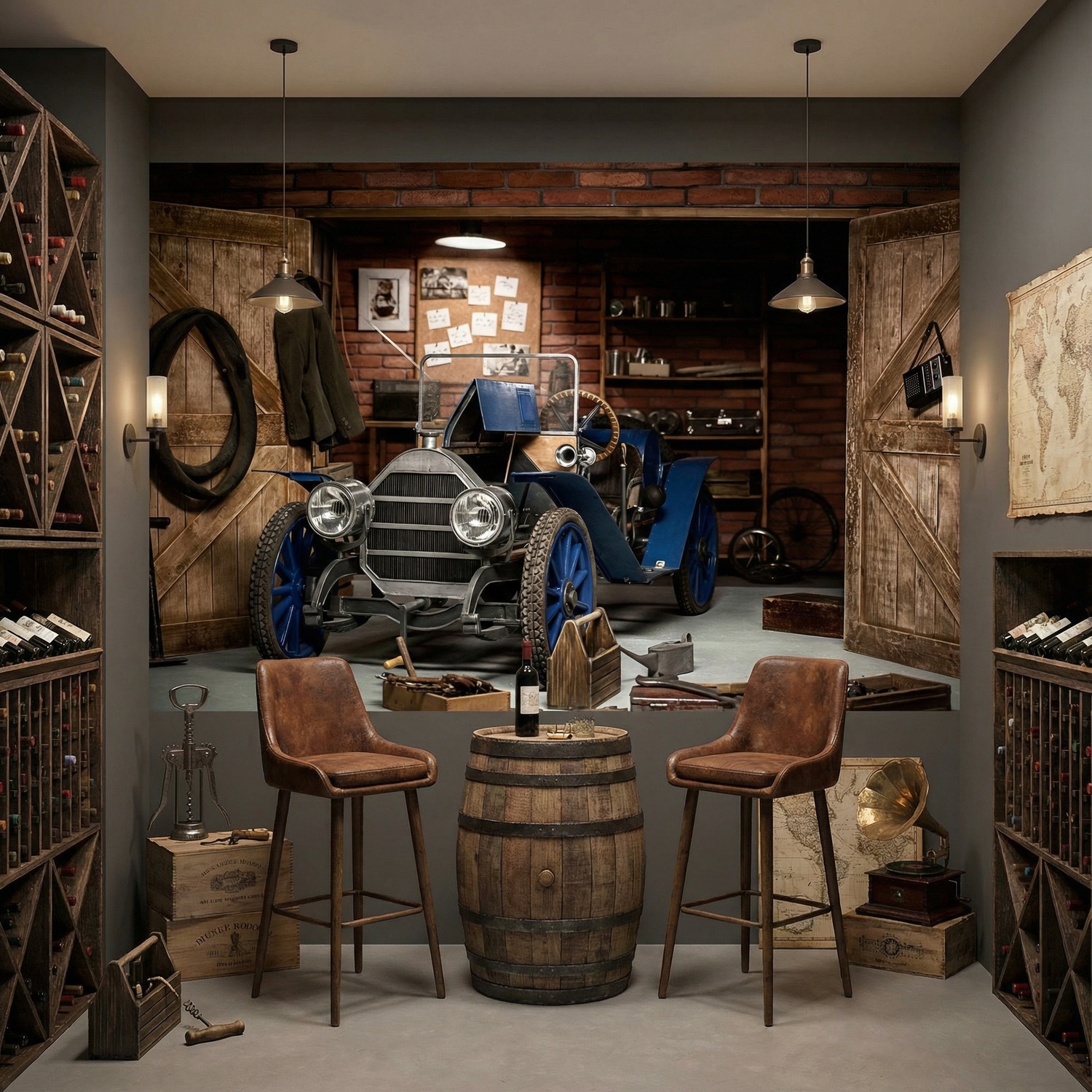 Fototapeten: Altes Auto in der Garage