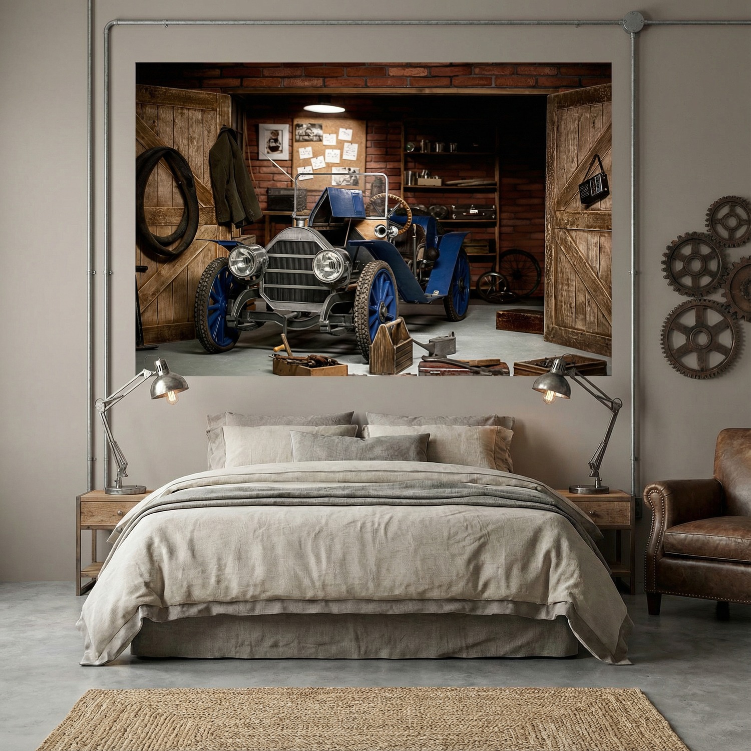 Fototapeten: Altes Auto in der Garage