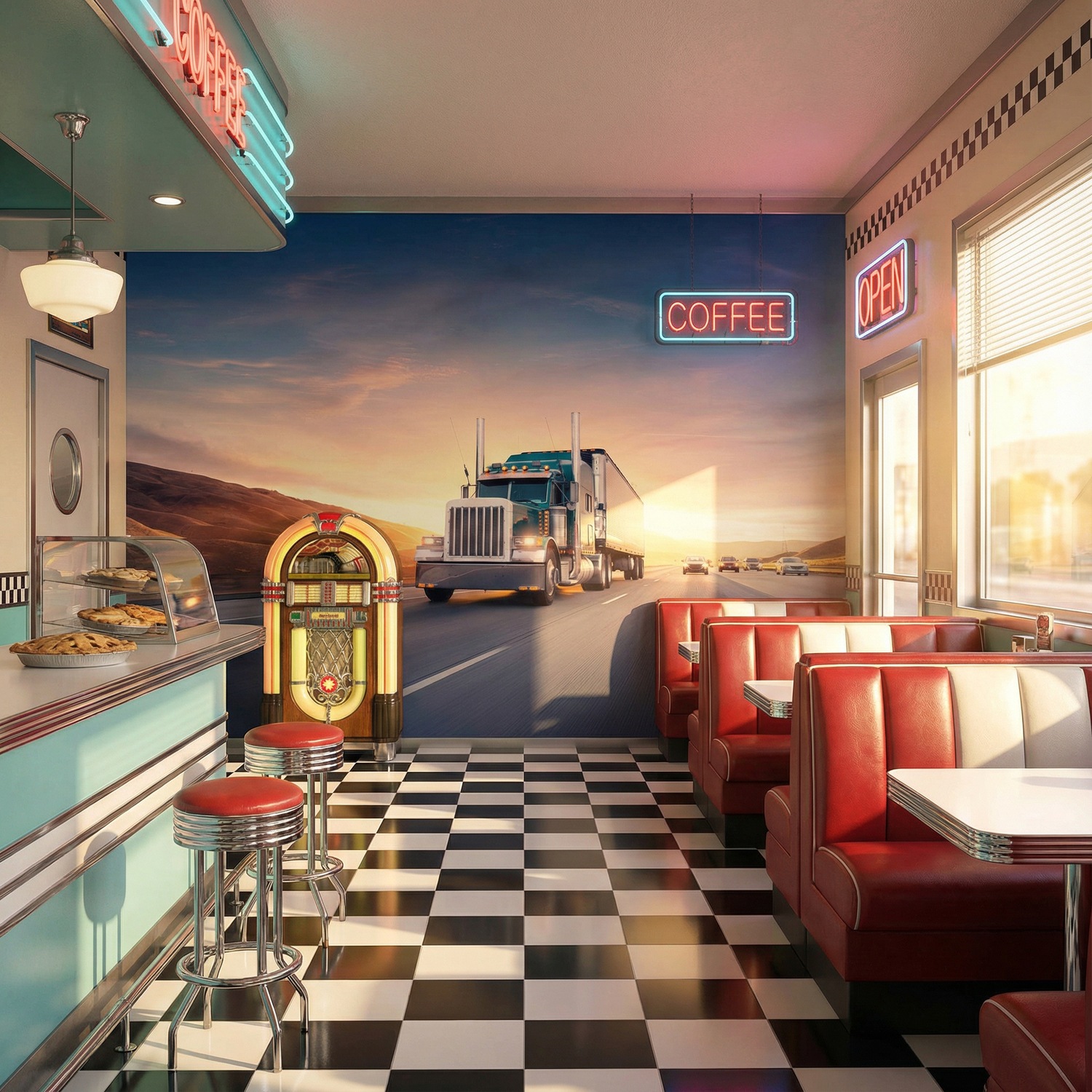 Fototapeten: Lastwagen auf der Stra&szlig;e