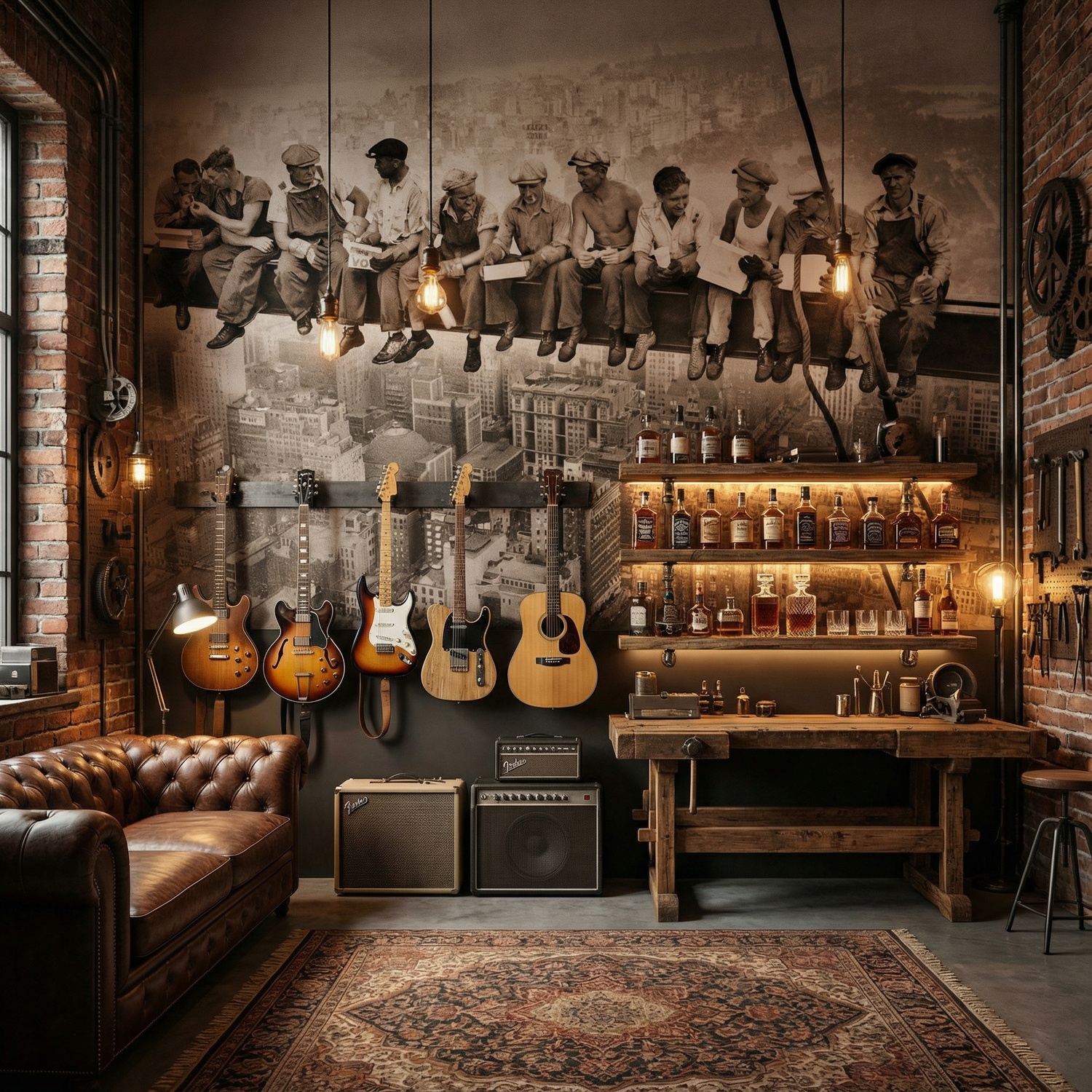 Fototapeten: Arbeiter auf dem Balken