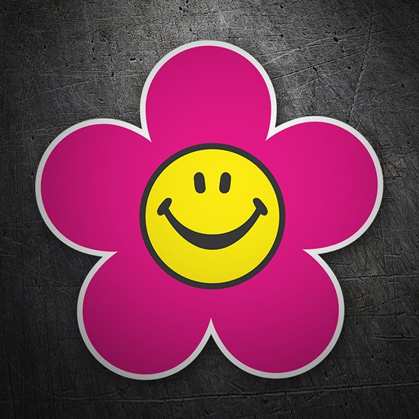 Aufkleber: Rosa Smiley-Blume