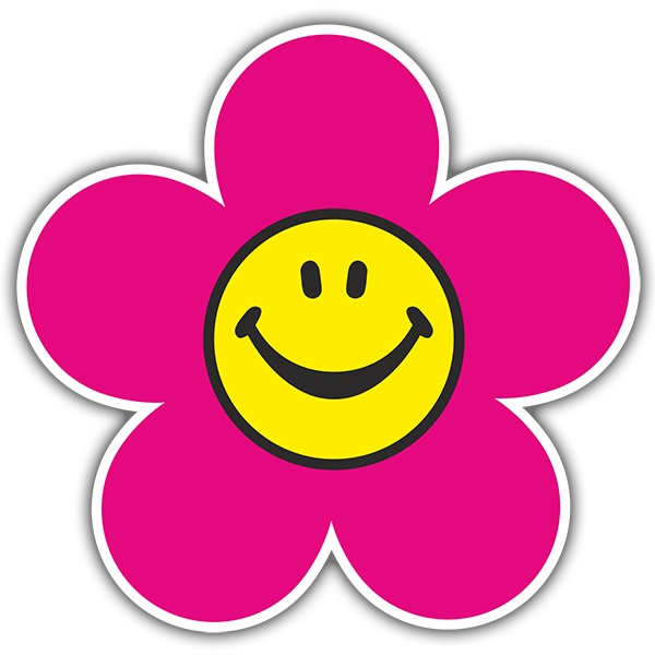 Aufkleber: Rosa Smiley-Blume