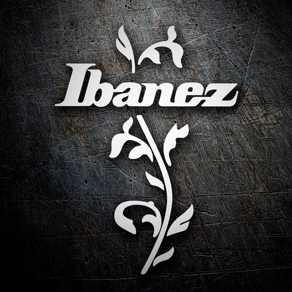 Aufkleber: Ibanez Gitarre mit floralem Element