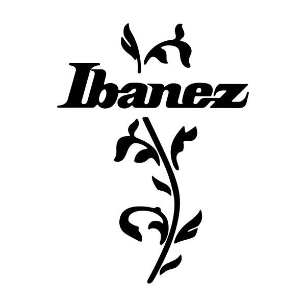 Aufkleber: Ibanez Gitarre mit floralem Element