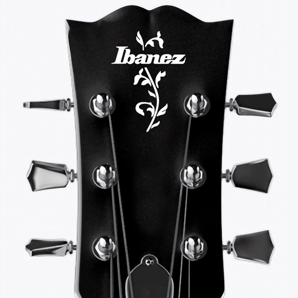 Aufkleber: Ibanez Gitarre mit floralem Element