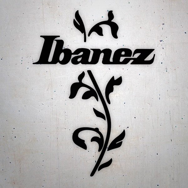 Aufkleber: Ibanez Gitarre mit floralem Element