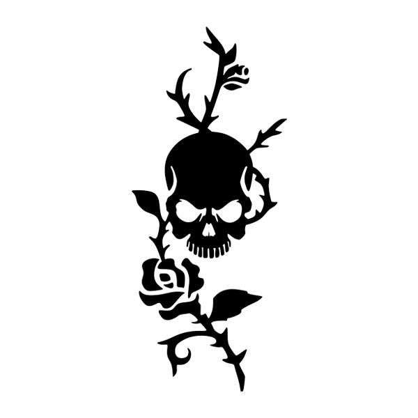 Aufkleber: Totenkopf mit Rosen