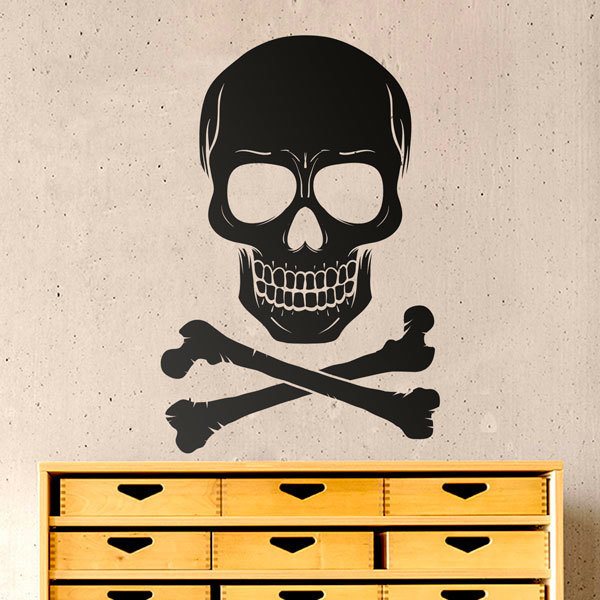 Wandtattoos: Totenkopf mit gekreuzten Knochen
