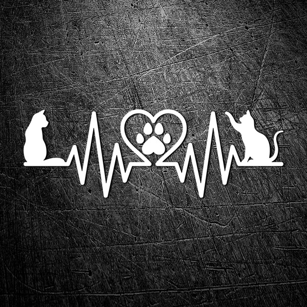 Aufkleber: Liebe zu Katzen Kardiogramm
