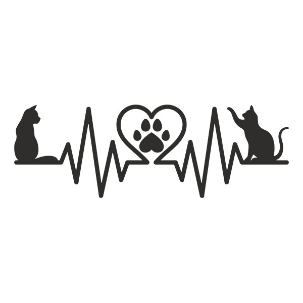 Aufkleber: Liebe zu Katzen Kardiogramm