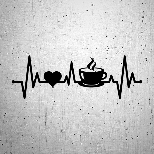 Aufkleber: Kardiogramm Kaffee Herzschlag