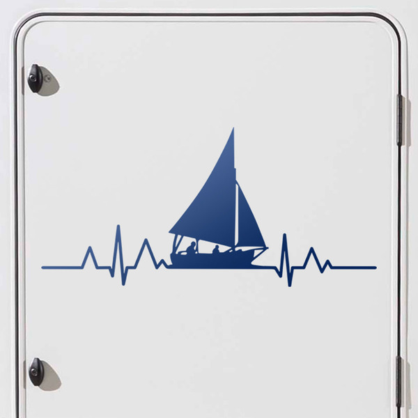 Aufkleber: Segelboot Kardiogramm