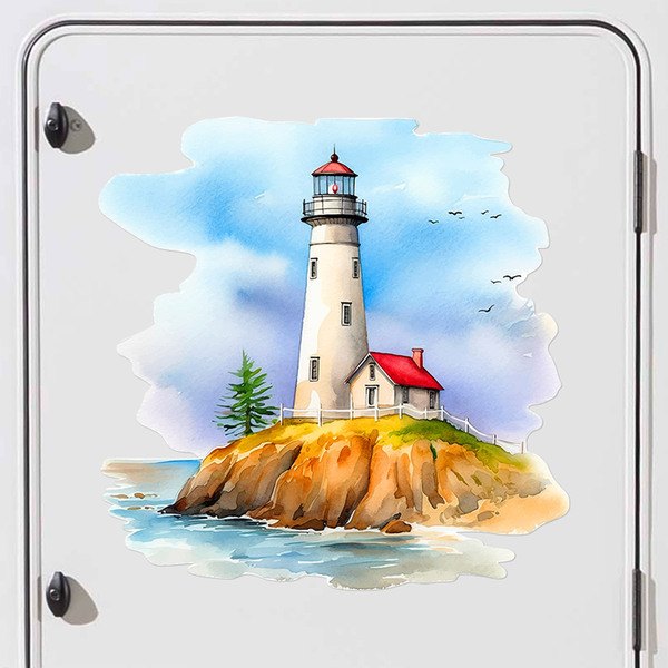 Aufkleber: Aquarell Leuchtturm