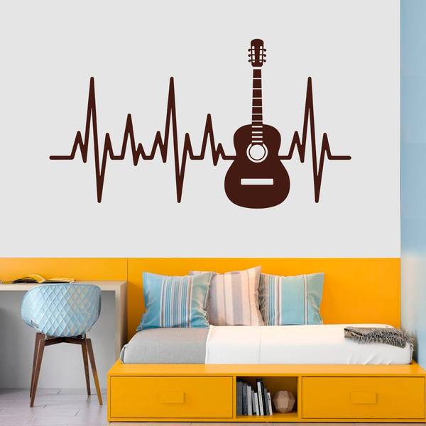 Wandtattoos: Elektrokardiogramm Gitarre