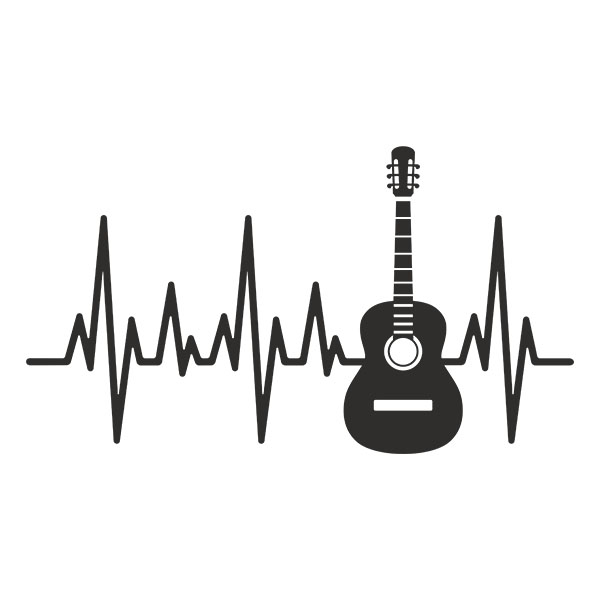Wandtattoos: Elektrokardiogramm Gitarre