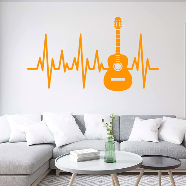 Wandtattoos: Elektrokardiogramm Gitarre