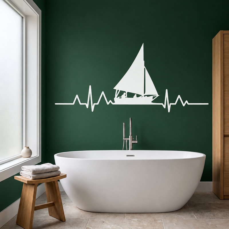 Wandtattoos: Elektrokardiogramm Segelboot