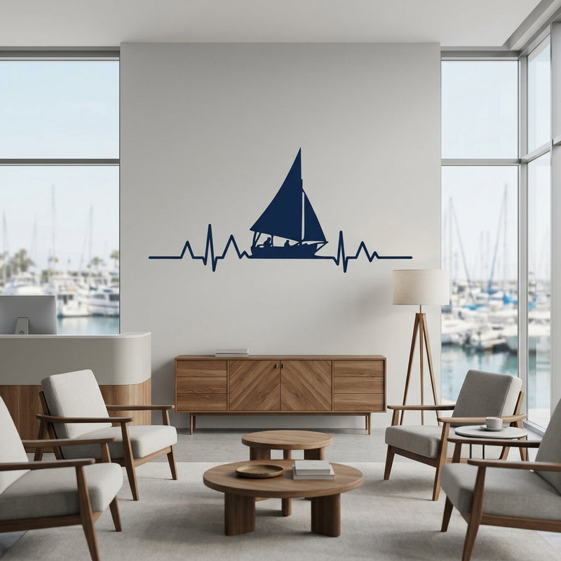 Wandtattoos: Elektrokardiogramm Segelboot