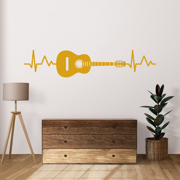 Wandtattoos: Elektrokardiogramm Akustikgitarre