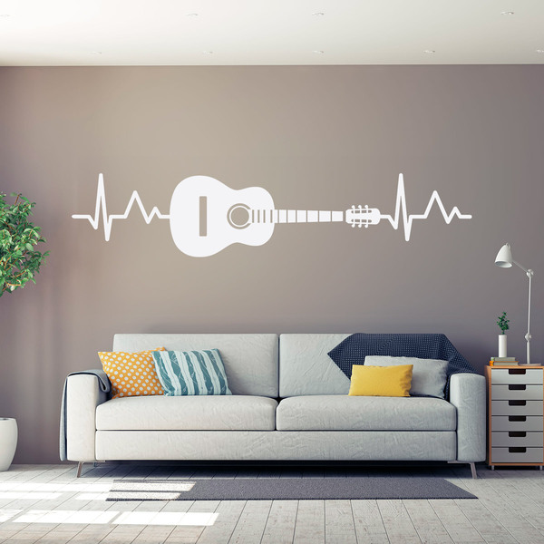 Wandtattoos: Elektrokardiogramm Akustikgitarre