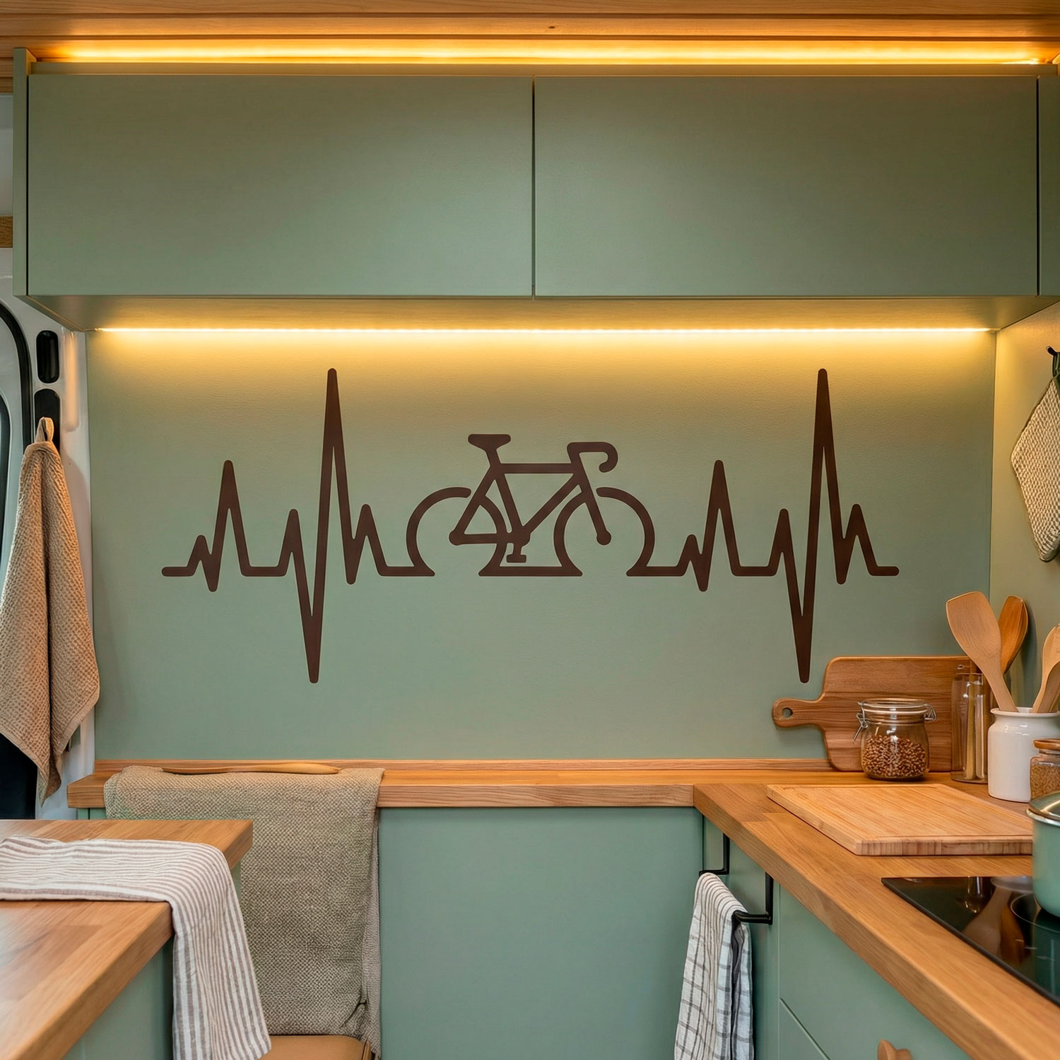 Wandtattoos: Elektrokardiogramm auf einem Rennrad