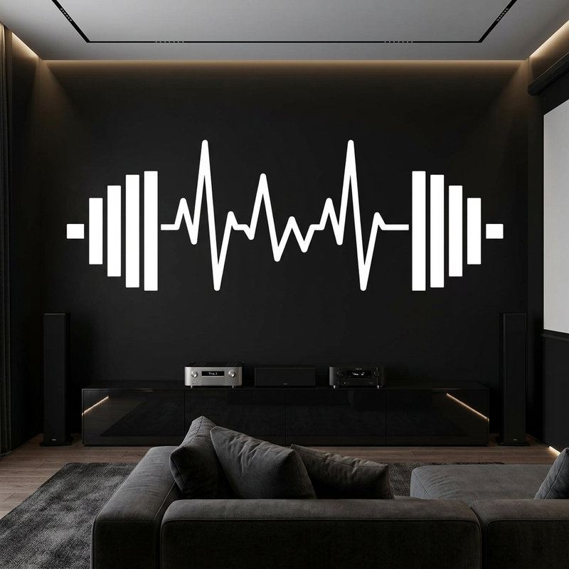 Wandtattoos: Elektrokardiogramm Hanteln Fitnessstudio