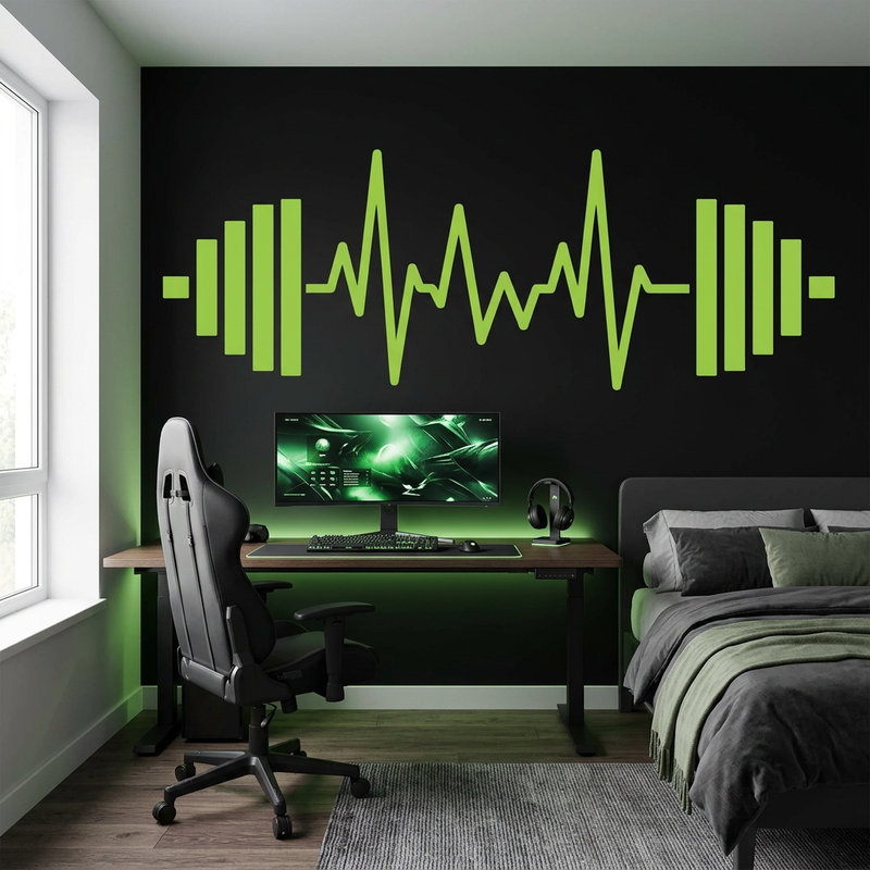 Wandtattoos: Elektrokardiogramm Hanteln Fitnessstudio