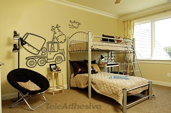 Kinderzimmer Wandtattoo: Giraffe im Betonmischer