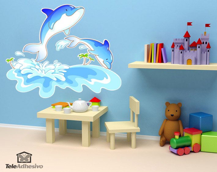 Kinderzimmer Wandtattoo: Delfine und Wellen
