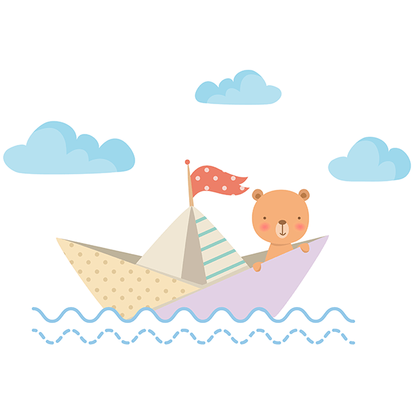 Kinderzimmer Wandtattoo: Teddybär im Papierboot