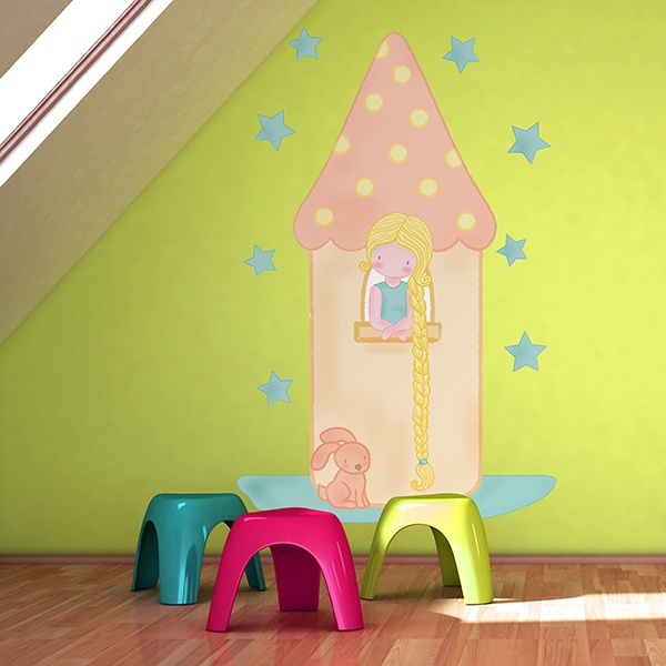 Kinderzimmer Wandtattoo: Rapunzel im Turm