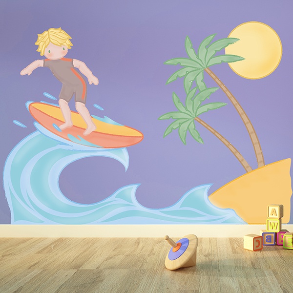 Kinderzimmer Wandtattoo: Surfen neben dem Strand