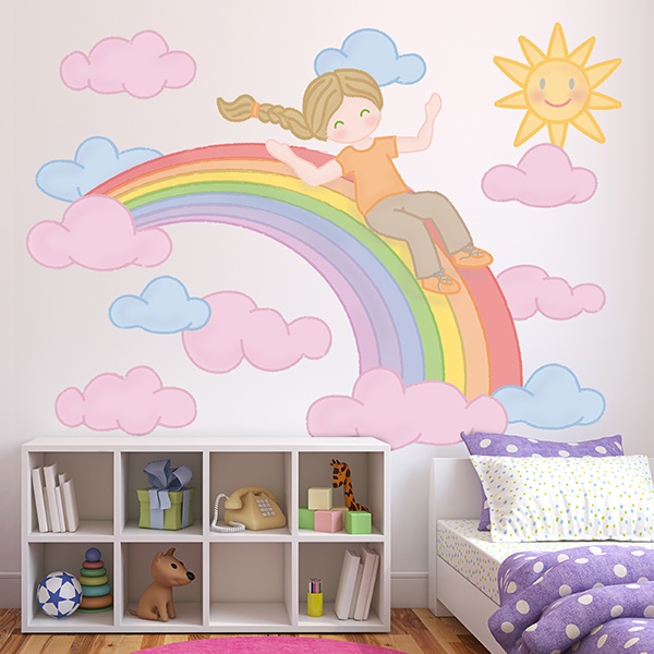 Kinderzimmer Wandtattoo: Schiebe auf den Regenbogen