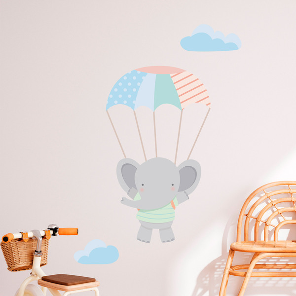 Kinderzimmer Wandtattoo: Elefant im Fallschirm